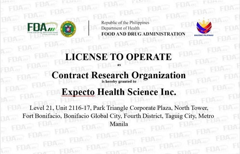 You are currently viewing Expecto Health Science Receives License to Operate as a CRO from Philippines FDA